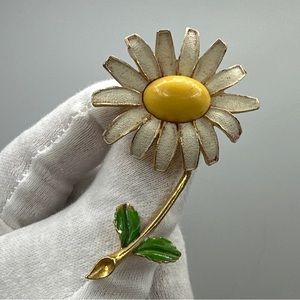 Vintage gold plated sunflower‎ brooch Weiss 1960’s #227